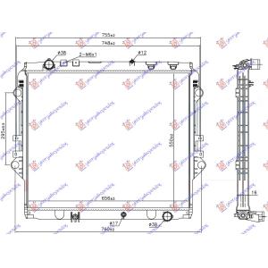 HLADNJAK 2.4 D DIZEL MANUELNI (550 x650 x27) TOYOTA HI-LUX 2WD/4WD (2015-2020) (OEM: 164000L431, 164000L450)