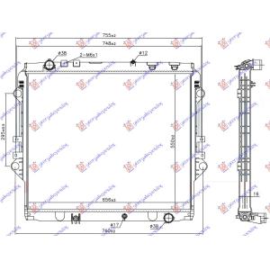 HLADNJAK MOTORA 2.4 D DIZEL (MAN) (550x650x27) TOYOTA HI-LUX 2WD/4WD (2018-) (OEM: 164000L431, 164000L450)