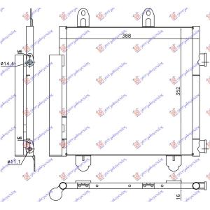 HLADNJAK KLIME SVI MODELI (388x352x 16) TOYOTA AYGO (2014-2018) (OEM: 88450YV020, B000995480)