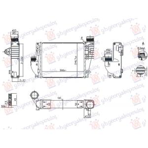 HLADNJAK INTERKULERA 1.6/2.0 HDI-BlueHDI DIZEL (300x250x50) (VALEO) TOYOTA PROACE CITY (2019-) (OEM: 9806562180)