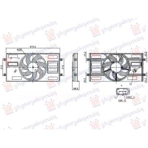 VENTILATOR 1.0 BENZIN (330MM) (NISSENS) VW POLO 2017-2021 (AW1/BZ1) (OEM: 2Q0121203, 2Q0121207)