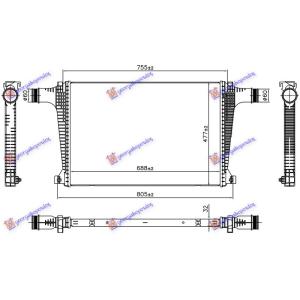 HLAD. INTERKULERA 3.0 HIB/DIZ (550x233) VW TOUAREG (2018-) (OEM: 4M0145805J, 4M0145805L, 4M0145805M)