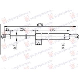 AMORTIZER GEPEK VRATA (678.5L-630N) VW NEW BEETLE (2016-) (OEM: 5C5827550A)