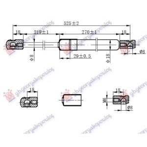 AMORTIZER GEPEK VRATA (525L-150N) VW P/U AMAROK (2010-2016) (OEM: STRT0017)