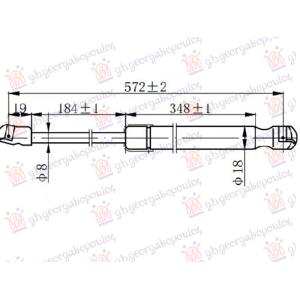 AMORTIZER GEPEK VRATA (570L-620N) VW T-ROC (2022-) (OEM: 2GA827550, 2GA827550A, 2GA827550C)