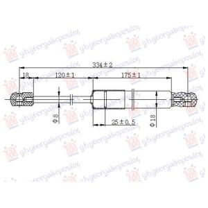 AMORTIZER GEPEK VRATA (334L-480N) TESLA MODEL 3 (2017-2023) (OEM: 1091560-00-A, 1091560-00-B, 109156000A)