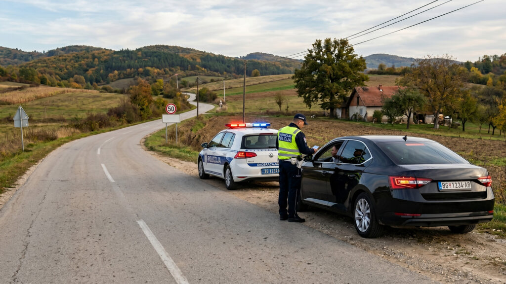 Automobil zaustaveljn od strane policije.