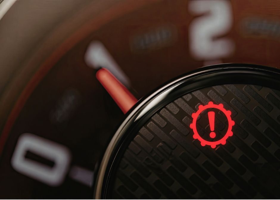 Lampica za grešku automatskog menjača na instrument tabli automobila.